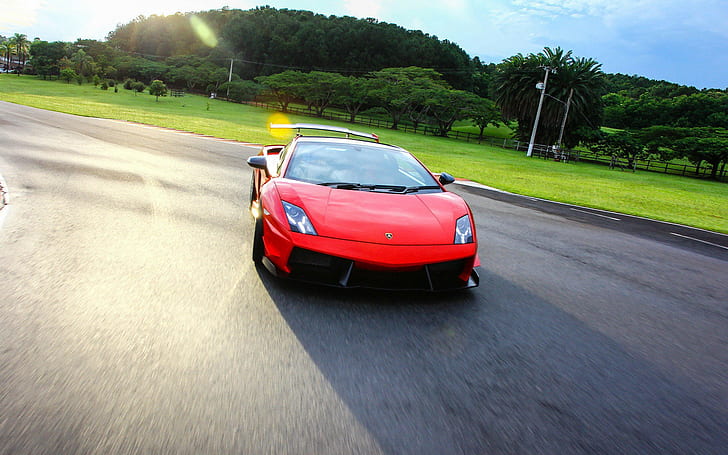 Red Lamborghini Gallardo, Super Trofeo Stradale, LP570-4, HD wallpaper