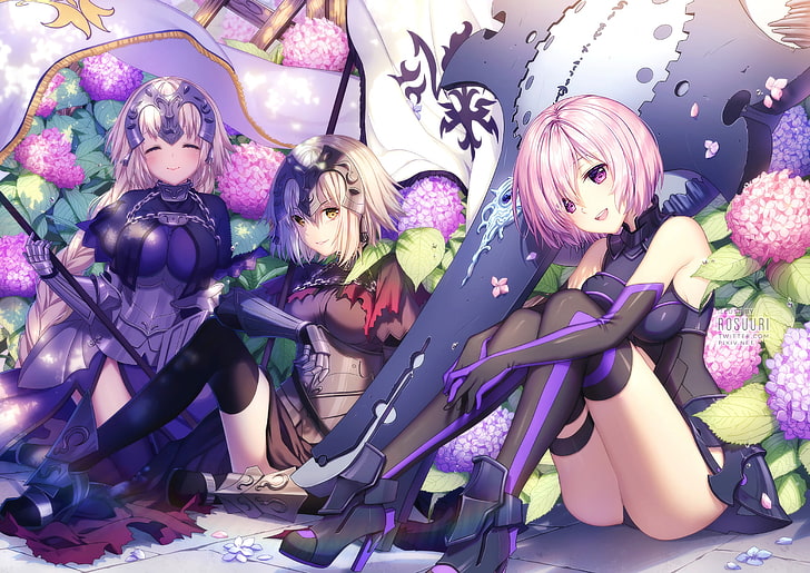 three female anime characters digital wallpaper, Ruler (Fate/Apocrypha)