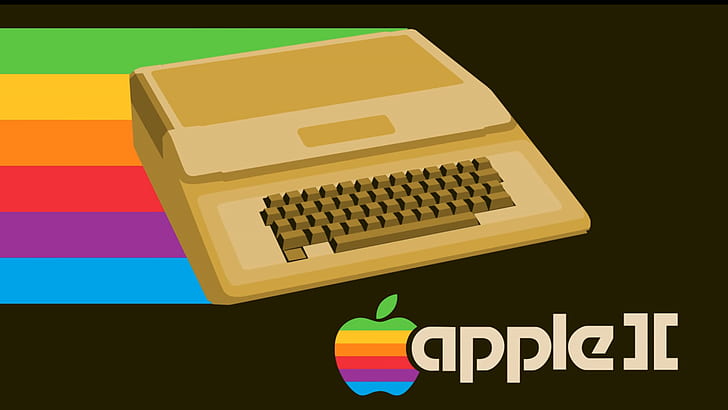 technology, Retro computers, simple background, Apple II, artwork
