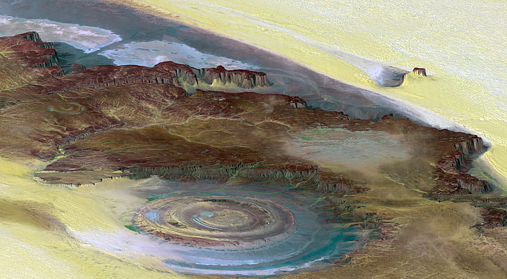 HD wallpaper: Eye Of The Sahara, More Formally Known As Richat Structure Is  In Western Sahara Desert In Mauritania | Wallpaper Flare