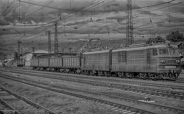 Armenia, Gyumri, Train, gray train wallpaper, Black and White