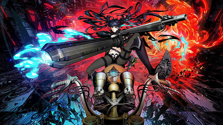 black haired male anime character wallpaper, Black Rock Shooter