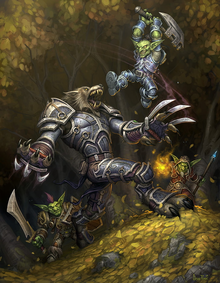 world of warcraft goblins worgen 3382x4350  Video Games World of Warcraft HD Art