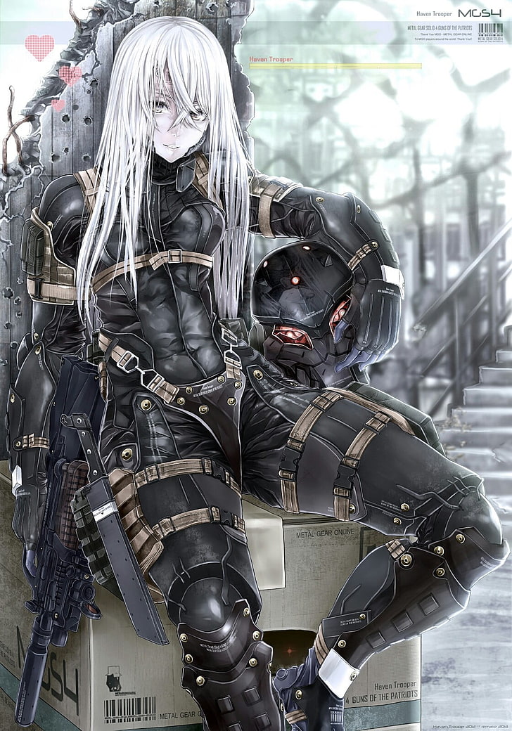 white Hair female anime illustration, Metal Gear Solid, Metal Gear Solid 4