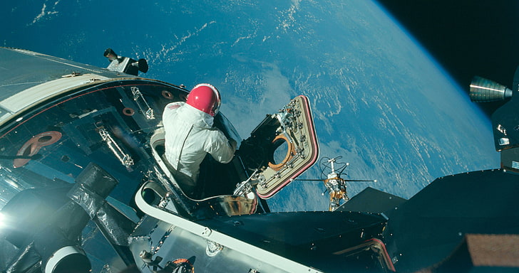 red astronaut helmet, space, NASA, Apollo, transportation, mode of transportation, HD wallpaper