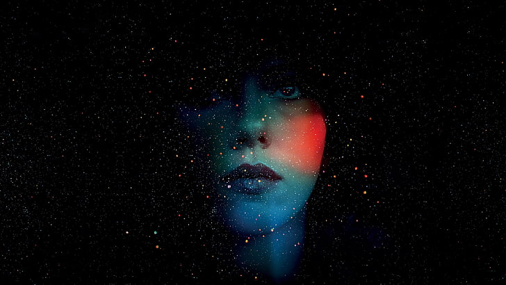 face, Scarlett Johansson, star - space, astronomy, night, one person
