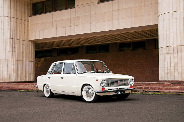 classic white sedan, Retro, Lada, 2101, VAZ, car, land Vehicle, HD wallpaper