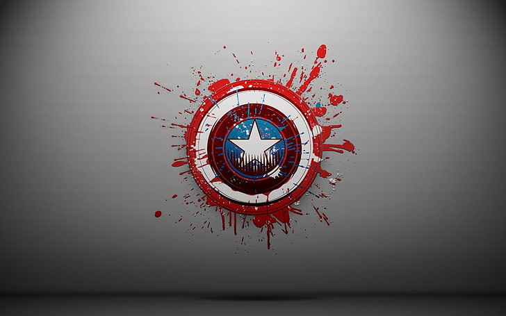 Captain America, shield, paint splatter, simple background