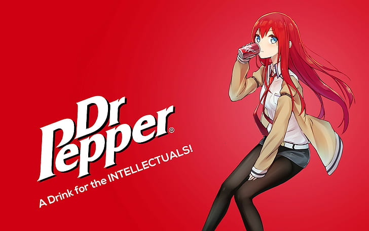 Dr Pepper, Steins;Gate, anime girls, Makise Kurisu, HD wallpaper