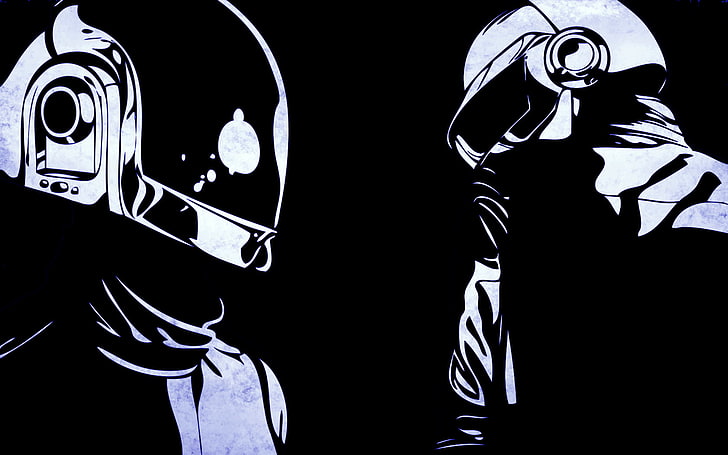Daft Punk, minimalism, music, black background, studio shot