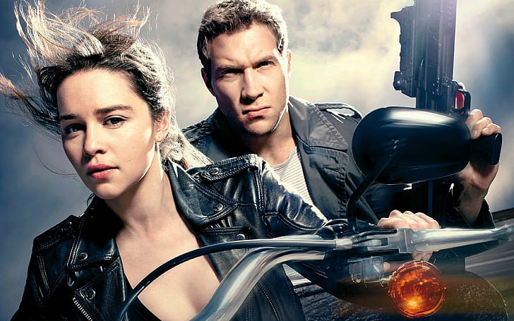 Terminator 5 movie, women's blue leather jacket, Best Movies s, HD wallpaper