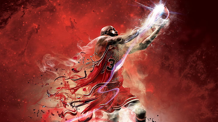 Michael Jordan wallpaper, Basketball, red, motion, water, nature, HD wallpaper