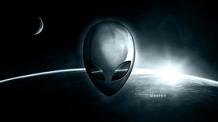 Alienware logo, space, earth, light - natural phenomenon, sphere, HD wallpaper