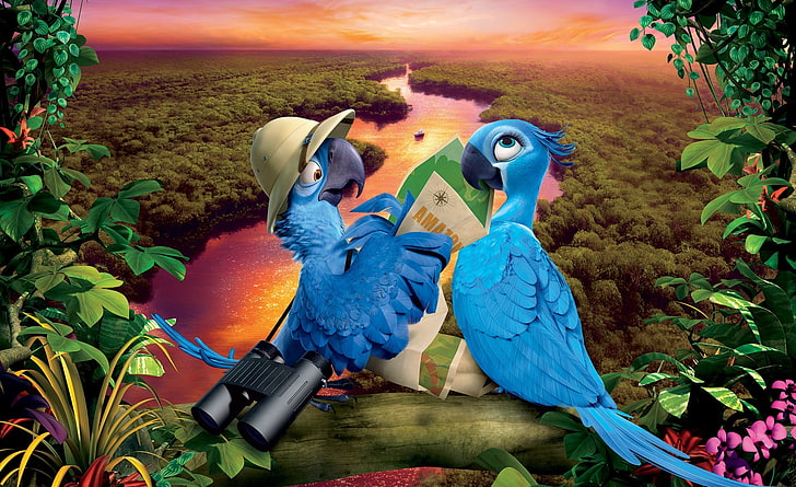 Rio 2 2HD Wallpaper14 HD Wallpaper, two blue birds illustration