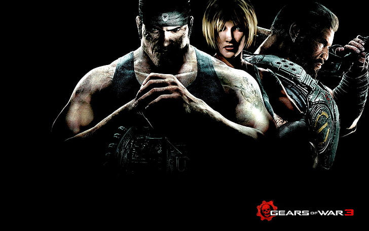 Gears of War, Gears of War 3, video games, black background