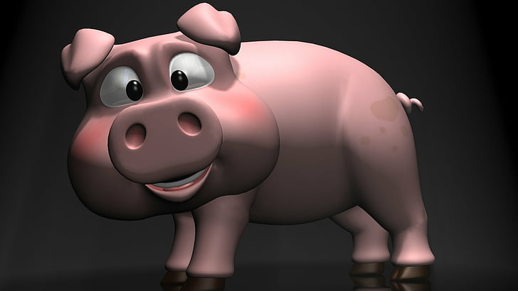 Artistic, 3D Art, Cartoon, Cute, Fantasy, Mammal, Pig, Pork
