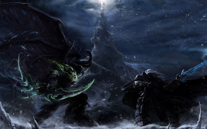 black and gray abstract painting, Warcraft, video games, Illidan Stormrage