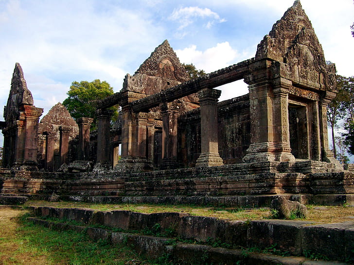 Preah Vihear Temple., concrete brick, old temple, cambodia, world ancient temple, HD wallpaper
