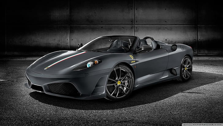Ferrari Convertible, gray ferari luxury car, black top, cars