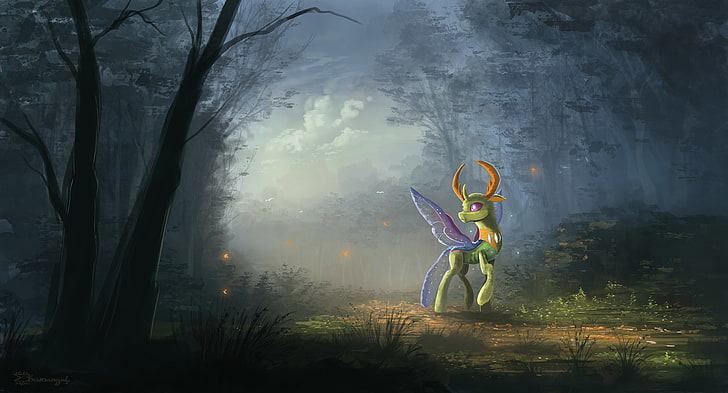 My Little Pony, Thorax, forest, digital art, Changeling, plant