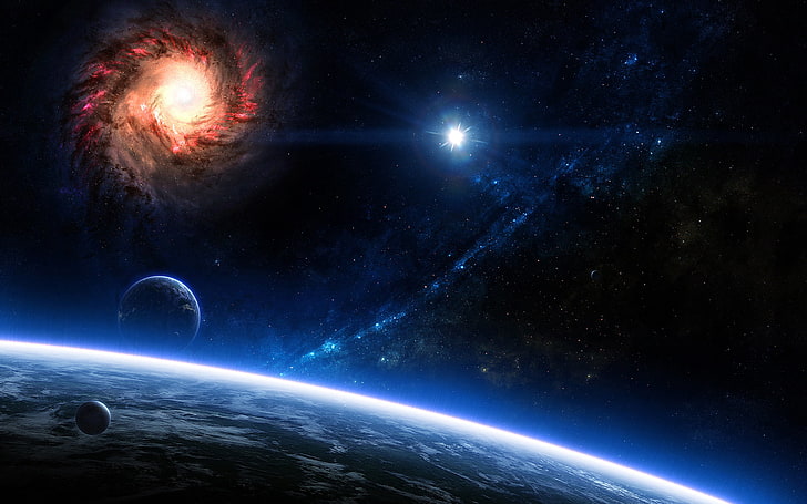 several planets illustration, universe painting, space, digital art, HD wallpaper