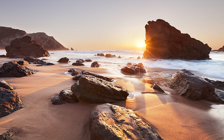 Praia Da Adraga, beaches, coastal, nature, ocean, photography, HD wallpaper