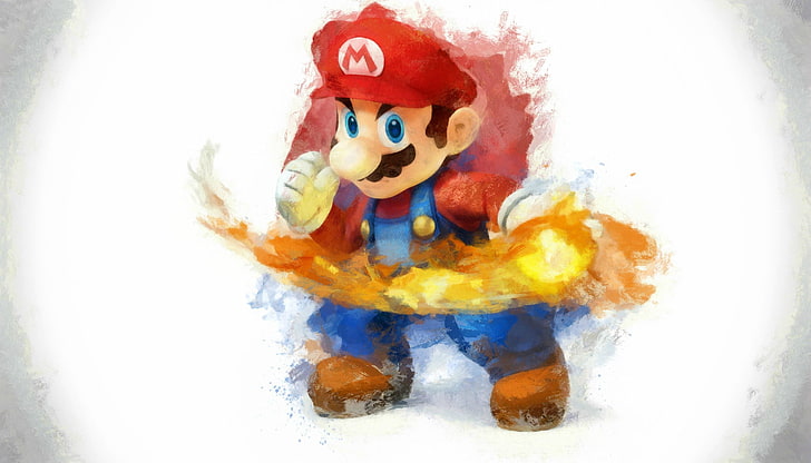 Super Mario art, Super Smash Brothers, multi colored, art and craft