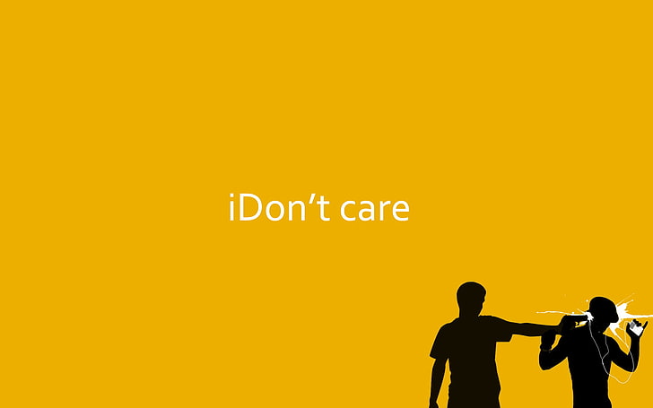 HD wallpaper: i don't care text on yellow background, music, gun, the  inscription | Wallpaper Flare