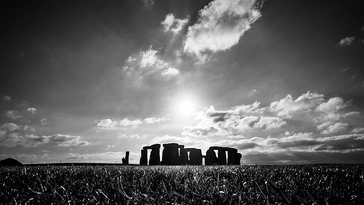 greyscale photo of Stonehenge, england, stonehenge, england, Wiltshire, HD wallpaper