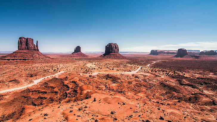 desert, the sky, mountains, AZ, Utah, USA, Rock, Arizona, Sand, HD wallpaper