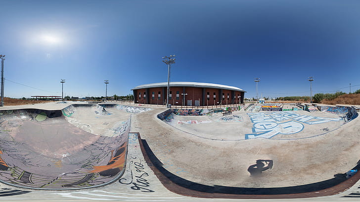 Skate Park Skating Skateboarding Sunlight Fisheye HD, skate park