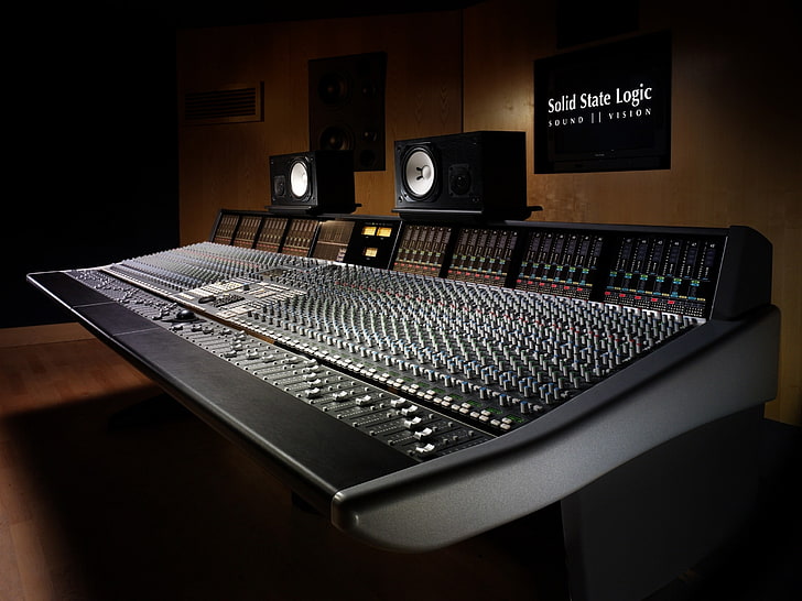 black audio mixer, sound recording, studio, equipment, music