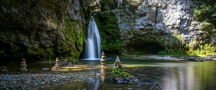 cascada, naturaleza, piedras, rio, HD wallpaper