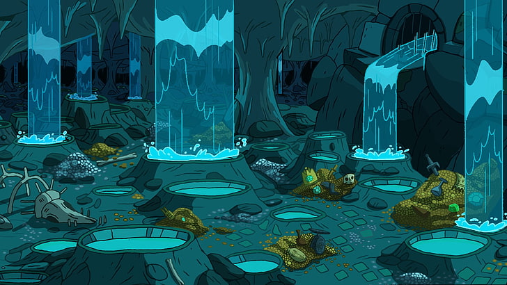 waterfalls wallpaper, Adventure Time, no people, glass - material, HD wallpaper