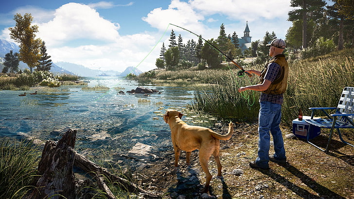 Far Cry, Far Cry 5, Dog, Fisherman, HD wallpaper