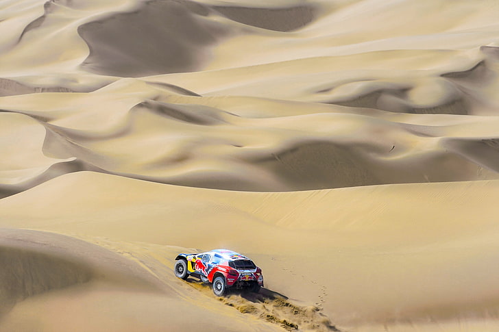 Sand, Sport, Speed, Race, Peugeot, Red Bull, Rally, Dakar, Dune