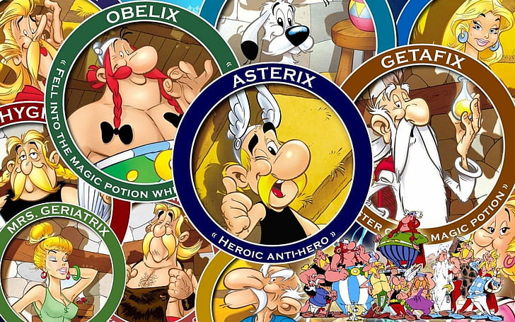 Comics, Asterix, art and craft, representation, multi colored
