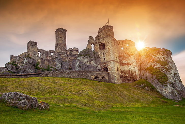 castle, Poland, ruins, architecture, built structure, the past, HD wallpaper