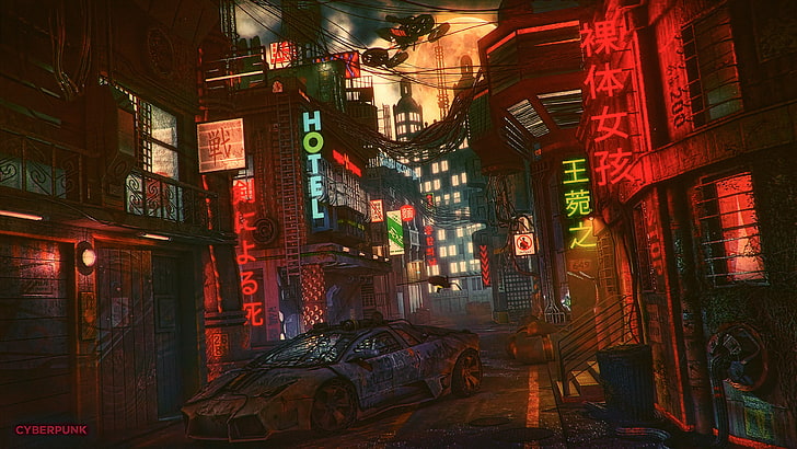 night, artwork, futuristic city, cyberpunk, science fiction