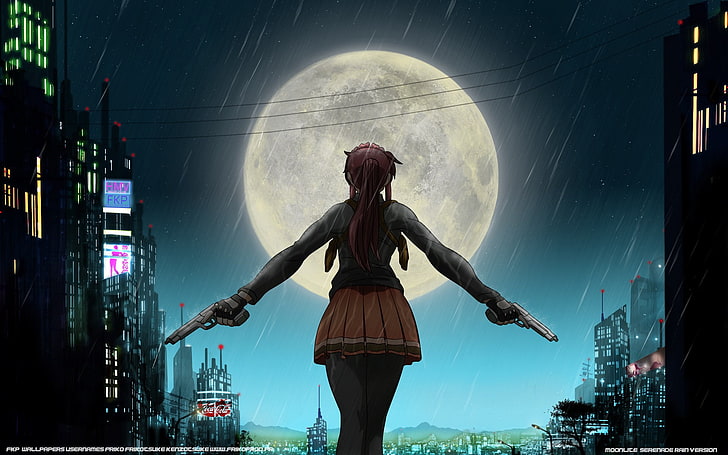female anime character holding two pistol illustration, Black Lagoon, HD wallpaper