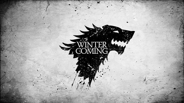 wolves monochrome game of thrones stark winter is coming banner direwolf arms house stark 1600x90 Nature Winter HD Art