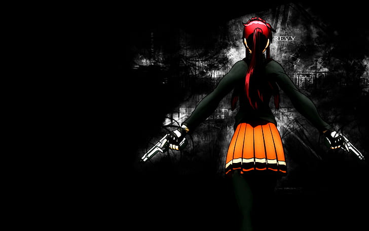 Anime Girls, Black Lagoon, gun, Revy, HD wallpaper