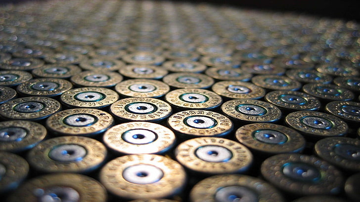 ammunition, selective focus, indoors, large group of objects