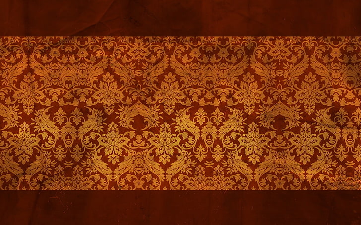 brown and maroon floral curtain, pattern, textured, indoors, design, HD wallpaper