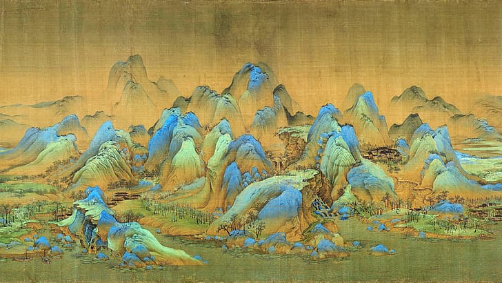 Chinese Brush Painting, mountains, China, artwork, Ancient China