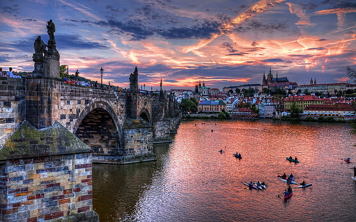 cityscape, building, river, Czech Republic, Prague, built structure, HD wallpaper
