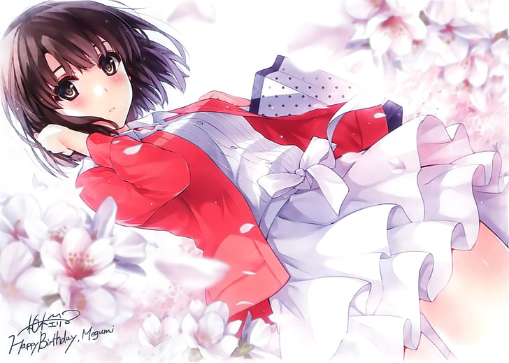 Saenai Heroine no Sodatekata, anime girls, Katou Megumi, flower, HD wallpaper