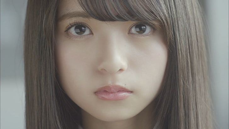 Nogizaka46, Asian, women, brunette, brown eyes, face, portrait, HD wallpaper