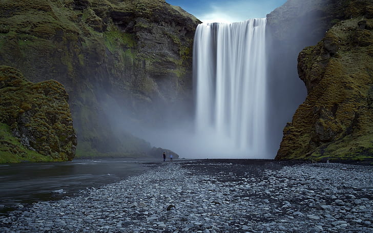 Beautiful Natural Waterfall, waterfall landscape, background, HD wallpaper