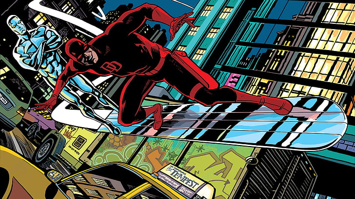 machine, the city, street, Board, Daredevil, Marvel Comics
